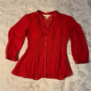 Red 2 Piece Button Up Blouse and Cami